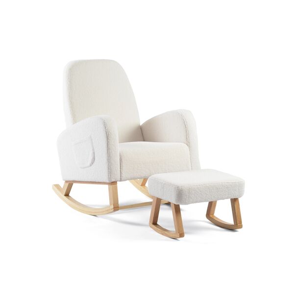 Amana Aura Nursing Chair & Stool - Snow White/Natural