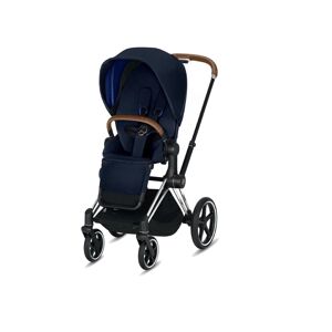 Cybex Priam Chassis Stroller - Chrome Black/Indigo Blue/Brown