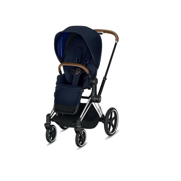 Cybex Priam Chassis Stroller - Chrome Black/Indigo Blue/Brown